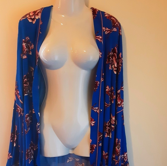 Rue 21 Floral Pipe Kimono Bell Sleeve Size Small - Picture 8 of 11